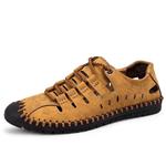 JIONS Mens Closed Toe Fisherman Sandals, Summer Outdoor Lace-up Leather Shoes