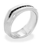 Men's Black Diamond Ring, 0.50 CT Genuine Round Diamonds Men's Ring in Sterling Silver