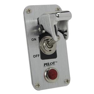 Pilot Automotive PL-SW52CR Performance Chrome Safety Cover Toggle Switch with Red Indicator Light 