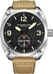 Stuhrling Original Men's 581.02 Aviator Quartz Stainless Steel Watch with Beige Leather Strap Featuring Seconds Sub-dial