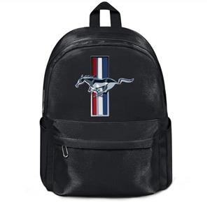 Womens Girl Boys Bag Ford Mustang Logo Classic Nylon Durable Travel Daypack Backpack College Bookbag Black 