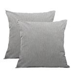 COMHO Pack of 2, Cotton Woven Striped Throw Pillow Covers Set, Decorative Cushion Covers, Square Farmhouse Pillowcases, for Sofa Bedroom Car Chair 18x18 Inch/45x45 cm (Black)