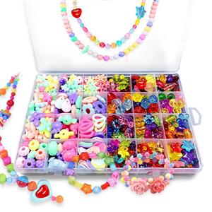 Beads Kits Set for Kids Children Craft Jewelry Making DIY Necklace Bracelets Colorful Acrylic Crafting Girls Gift Children’s Day Christmas #1 