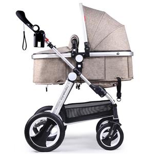 Cynebaby Newborn Baby Stroller for Infant and Toddler City Select Folding Convertible Carriage Luxury High View Anti Shock Pram with Cup Holder Rubber Wheels Linen Khaki 