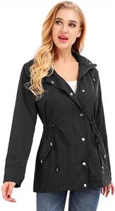 Uniboutique Women's Casual Rain Jacket with Hood Lightweight Outdoor Raincoat Waterproof 