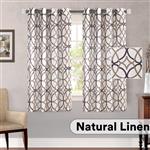 H.VERSAILTEX Natural Effect Linen Textured Energy Saving Light Reducing Window Treatment Draperies/Curtains for Living Room Grommet Top 52 by 63 Inch, 2 Panels Taupe and Brown Geo Pattern