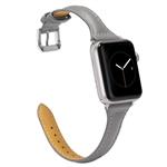 Wearlizer Slim Leather Compatible with Apple Watch 42mm 44mm iWatch Womens Mens Sport Strap Wristbands Thin Replacement New Bracelet with Sliver Metal Steel Buckle Clasp Series 4 3 2 1 Edition-Grey