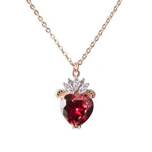 Vinjewelry Queen of Hearts Evie Costume Necklace Descendants Ruby Red Heart Valentine's Day Sweetheart Gift for Her 