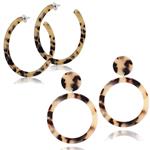 Showfay Fashion Women’s Tortoise Mottled Hoop Earrings Bohemia Acrylic Resin Statement Earrings