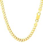 14K Solid Yellow Gold 5.5mm Thick Cuban Curb Link Chain Bracelet/Necklace- Lobster Claw Clasp