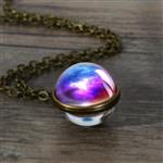 MYEDO Galaxy Pendant Necklace,Universe Galaxy Nebula Space Cosmos Glass Ball Pendant Unique Special Birthday Valentine Gift for Womens Girls (Type6)