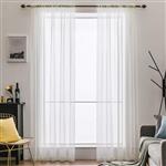 MIULEE 2 Panels Solid Color Sheer Window Curtains Elegant Window Voile Panels/Drapes/Treatment for Bedroom Living Room (54X90 Inches Ivory)