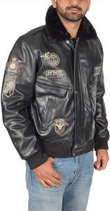 Mens Leather Aviator Flying Pilot Bomber Jacket Air Force Style Asher Black 