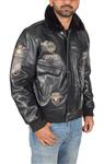 Mens Leather Aviator Flying Pilot Bomber Jacket Air Force Style Asher Black