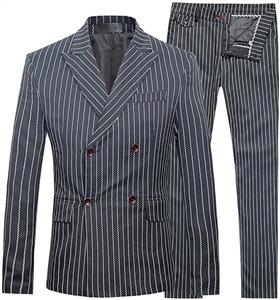 Cloudstyle Mens 3 Piece Suits Pinstripe Double Breasted Slim Fit Formal Wedding Suits 