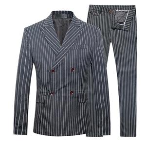 Cloudstyle Mens 3 Piece Suits Pinstripe Double Breasted Slim Fit Formal Wedding Suits 