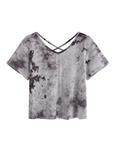 SweatyRocks Women's Tie Dye Criss Cross Back Short Sleeve Crop Summer T Shirt