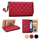 Cooper Quilted [Women's Clutch Smartphone Wallet] Case for Gigabyte GSmart Sierra S1 / Simba SX1 | Lanyard, Card Slots, Pockets (Maroon Red)