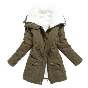 Aro Lora Women's Winter Warm Faux Lamb Wool Coat Parka Cotton Outwear Jacket 