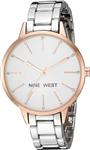 Nine West Women's Crystal Accented Rose Gold-Tone and Silver-Tone Bracelet Watch