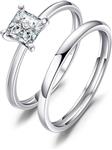 JewelryPalace Wedding Rings Bands Solitaire Engagement For Women Anniversary Promise Ring Bridal Sets Princess Cubic Zirconia 925 Sterling Silver 