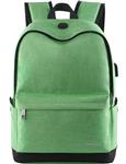 College Backpack, Student Laptop Bookbag for Men Women, Durable Middle High School Bags with USB Charging Port , Study Basic Water Resistant Travel Backpack Fits 15.6 Inch Computer/Notebook - Green