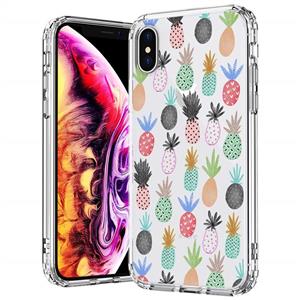 MOSNOVO Case for iPhone Xs/iPhone X, Cute Pineapple Pattern Clear Design Printed Transparent Plastic Hard Back Case with TPU Bumper Protective Case Cover for iPhone X/iPhone Xs