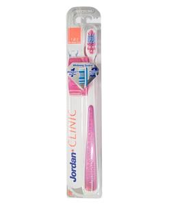 مسواک جردن مدل Clinic Shiny White با برس متوسط به همراه درپوش Jordan Clinic Shiny White Medium Tooth Brush With Cap