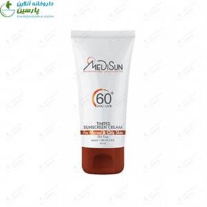 کرم ضد آفتاب مدیسان spf60 رنگی مناسب پوست های معمولی و چرب 50 میلی گرم