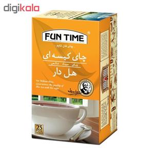 چای کیسه ای هل دار فان تایم بسته 25 عددی به همراه چای کیسه ای با طعم دارچین