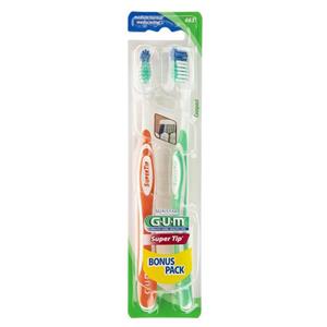 مسواک جی یو ام سری Super Tip مدل Bunus با برس متوسط بسته دو عددی G.U.M Super Tip Bunus Medium Toothbrush Pack of 2