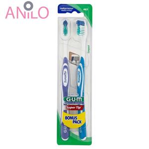 مسواک جی یو ام سری Super Tip مدل Bunus با برس متوسط بسته دو عددی G.U.M Super Tip Bunus Medium Toothbrush Pack of 2