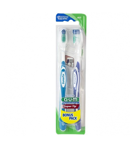 مسواک جی یو ام سری Super Tip مدل Bunus با برس متوسط بسته دو عددی G.U.M Super Tip Bunus Medium Toothbrush Pack of 2