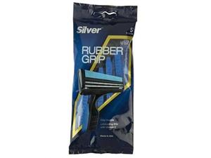 خود تراش 5 عددی سیلور مدل Rubber Grip Blue Silver Rubber Grip Blue Blade Pack of 5