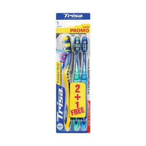 مسواک تریزا سری Super Promo مدل Perfect White با برس نرم - بسته 2+1 عددی Trisa Super Promo Flexible Head Soft Tooth Brush 2+1 Pcs