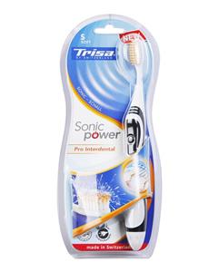مسواک برقی تریزا سری Sonic Power مدل Pro Interdental با برس نرم Trisa Sonic Power Battery Pro Interdental Soft Electric Toothbrush With Cover