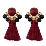 Earrings Vintage Inlaid Rhinestone Fringed Plush Ball Earrings Pendant Ladies Jewelry