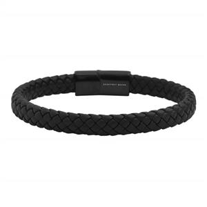 Geoffrey Beene Men's Braided Genuine Leather Bracelet with Stainless Steel Magnetic Closure