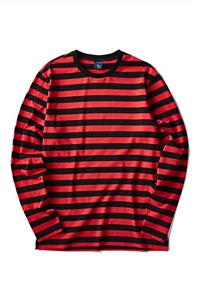 Zengjo Men's Casual Cotton Spandex Striped Crewneck Long-Sleeve T-Shirt Basic Pullover Stripe tee Shirt 