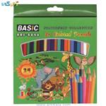 مداد رنگی 24 رنگ جعبه مقوایی بیسیک BASIC