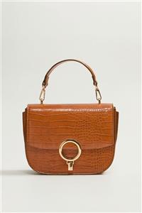 کیف پوست تمساح قهوه ای زنانه چرم 1578317325 Mango