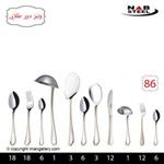 سرویس قاشق و چنگال 86 پارچه ناب استیل طرح ونیز دور طلایی 