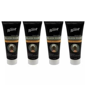 ماسک صورت رینو زیت مدل Black mask carbon active حجم 75 میلی لیتر مجموعه 4 عددی
