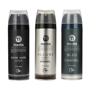 اسپری مردانه مدیا حجم 200 میلی لیتر مجموعه 3 عددی Media Spray for Men 200 ml Pack of 3