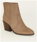 نیم بوت زنانه نیولوک (انگلستان) Light Brown Square Toe Heeled Western Boots