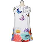 Clearance! Ruhiku GW Womens Dress Summer O-Neck Boho Sleeveless Floral Printed Beach Mini Dress Casual T-Shirt Short Dress