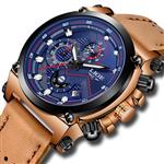 Mens Watches Fashion Leather Analog Quartz Watch Men Sport Waterproof Chronograph Luxury Brand LIGE Casual Blue Date Watch