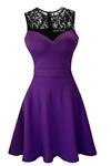 Sylvestidoso Women's A-Line Pleated Sleeveless Little Cocktail Party Dress with Floral Lace