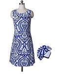 ZESICA Women's Summer Sleeveless Damask Print Pocket Loose T-Shirt Dress