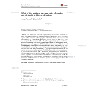 Effects of litter quality on macroaggregates reformation and soil stability in different soil horizons 